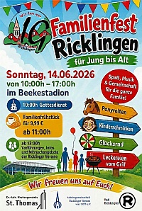 Familienfest Ricklingen am Sonntag, 14. Juni 2026, 10-17 Uhr