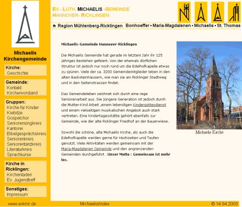Homepage der Ricklinger Ev.-Luth. Michaelis-Gemeinde
