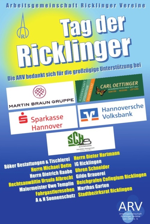 Herzlichen Dank an die Sponsoren des 18. Tages der Ricklinger 2022